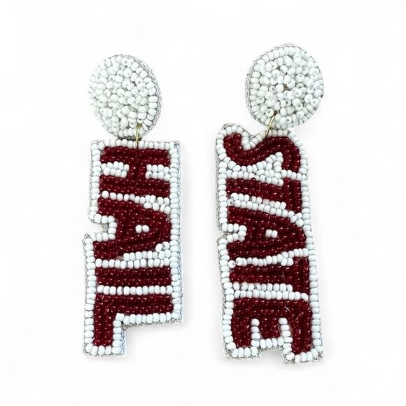 Hail State Beaded Earrings - Mississippi State Earrings - Game Day Earrings - Picture 1 of 3